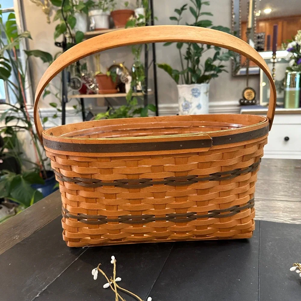 Longaberger Traditions 1995 Vintage Family Basket Folding Handles Large W/ Liner